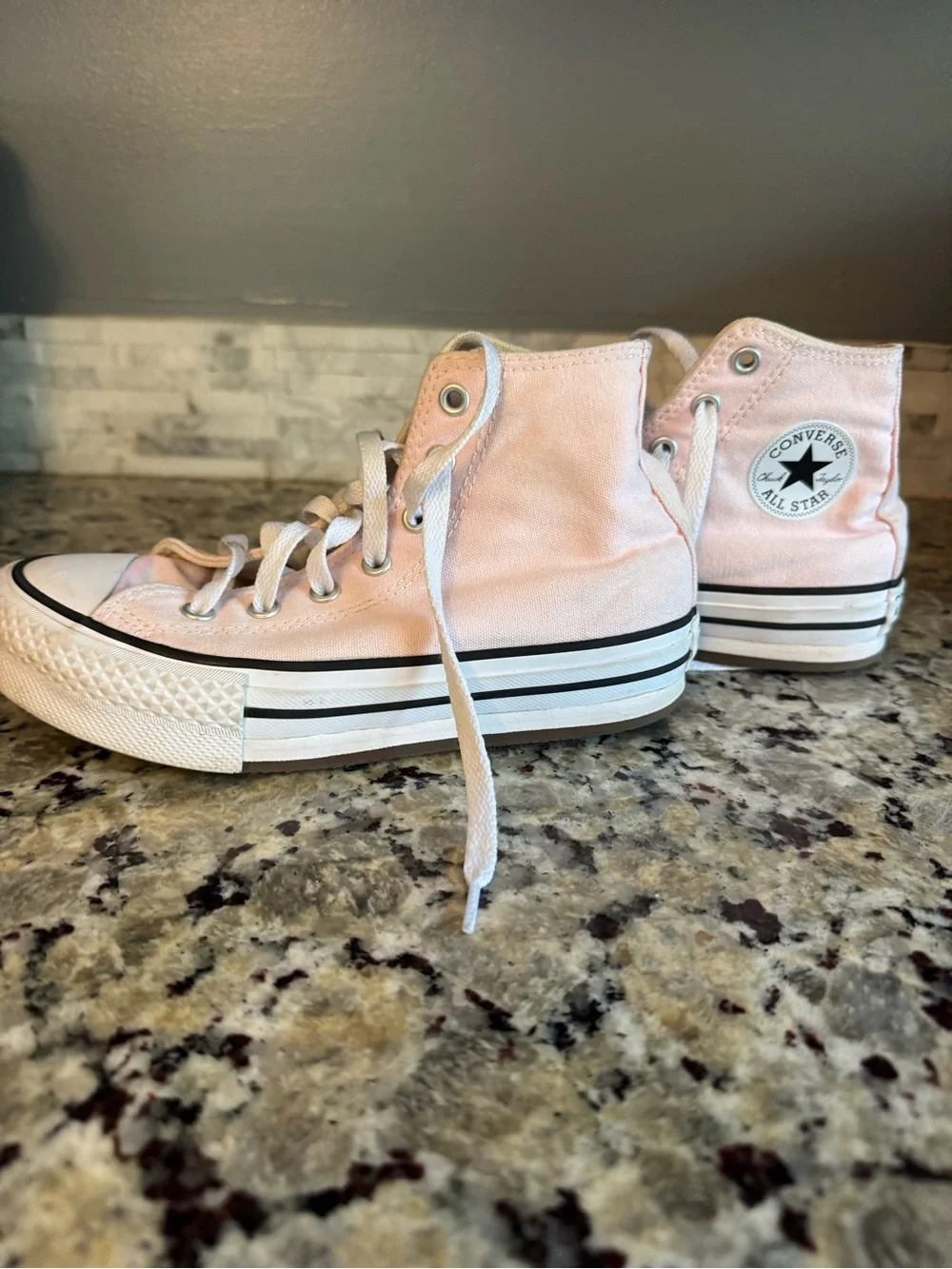 Converse Kids Light Pink High-Top Canvas Sneakers with White Soles